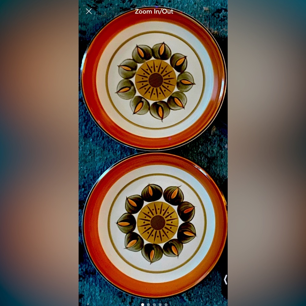 Set of 2 Vintage Premiere Dura Stone Dinner Plates Melba P9251 Japan 10”